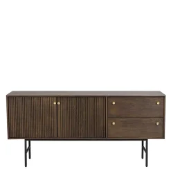 Outlet Wohnen 160x75x42 Retro Design Sideboard in Eiche dunkel - Cuzliav
