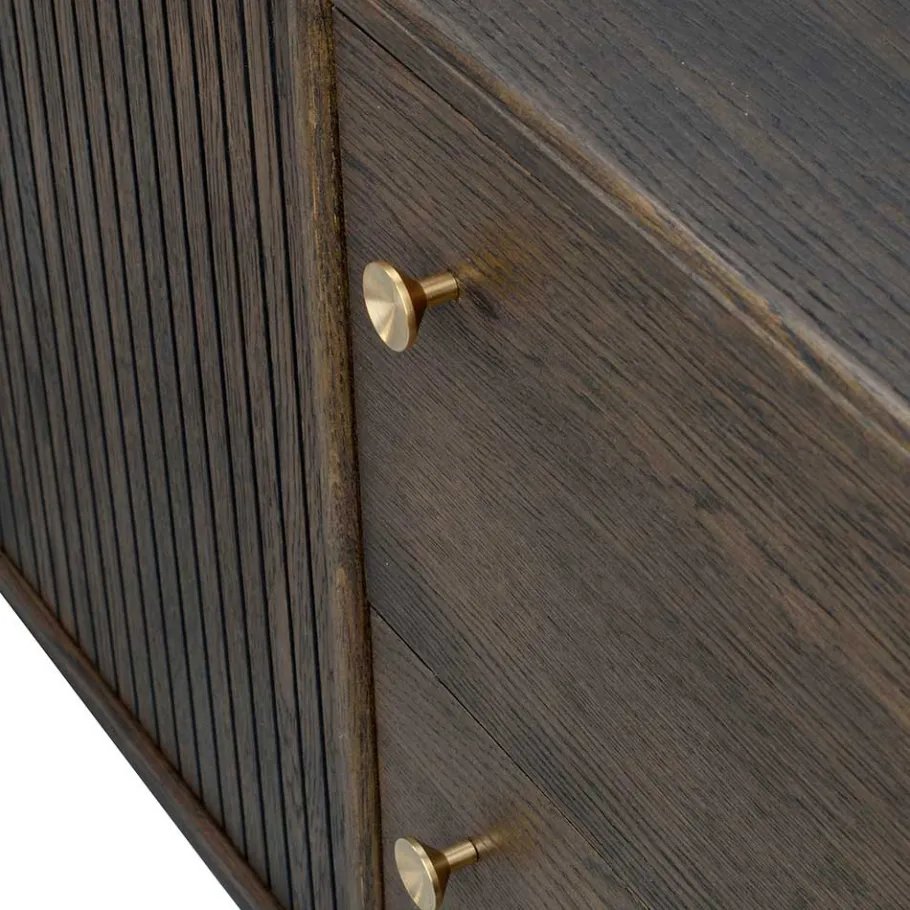 Outlet Wohnen 160x75x42 Retro Design Sideboard in Eiche dunkel - Cuzliav