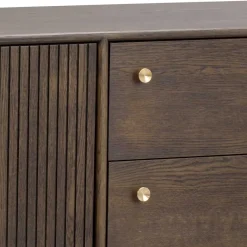 Outlet Wohnen 160x75x42 Retro Design Sideboard in Eiche dunkel - Cuzliav