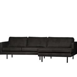 Discount Wohnen 300x85x155 Retro Eckcouch in Schwarz - Avonita