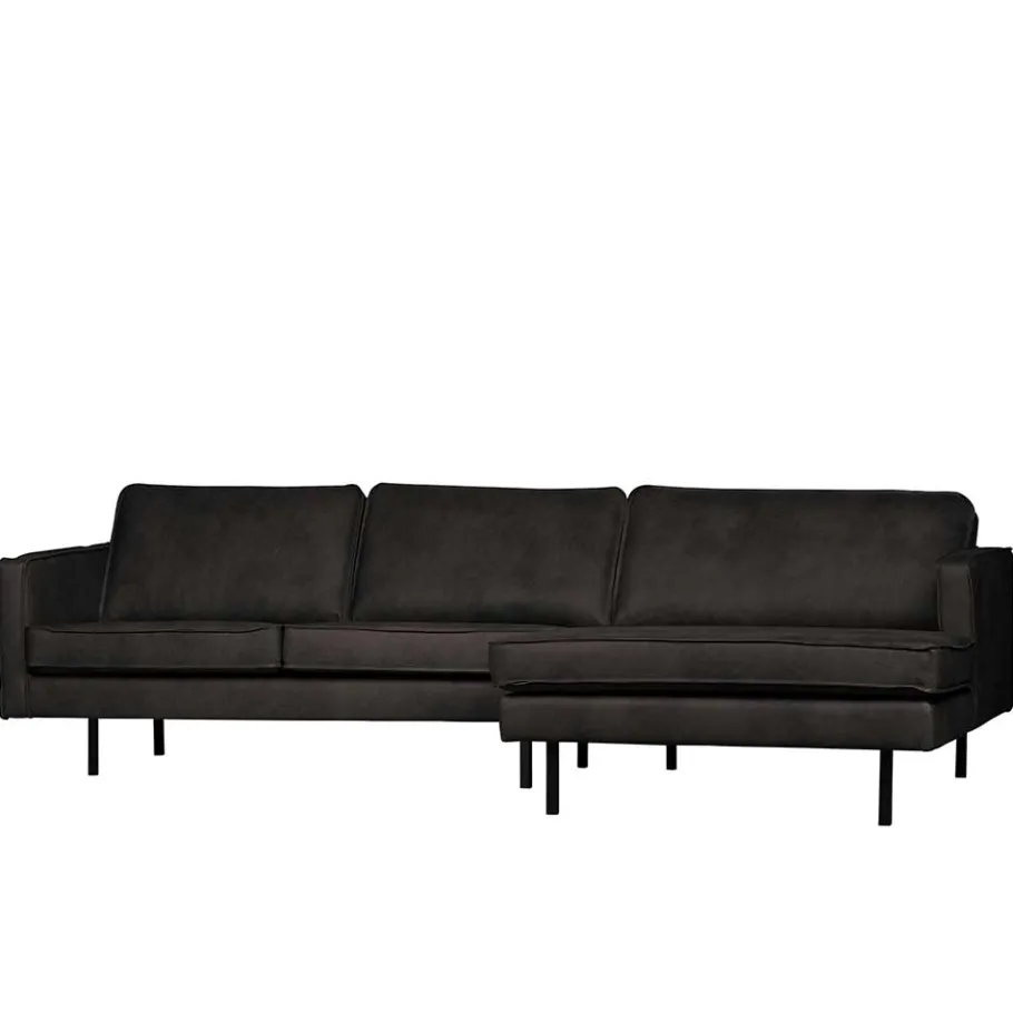 Discount Wohnen 300x85x155 Retro Eckcouch in Schwarz - Avonita