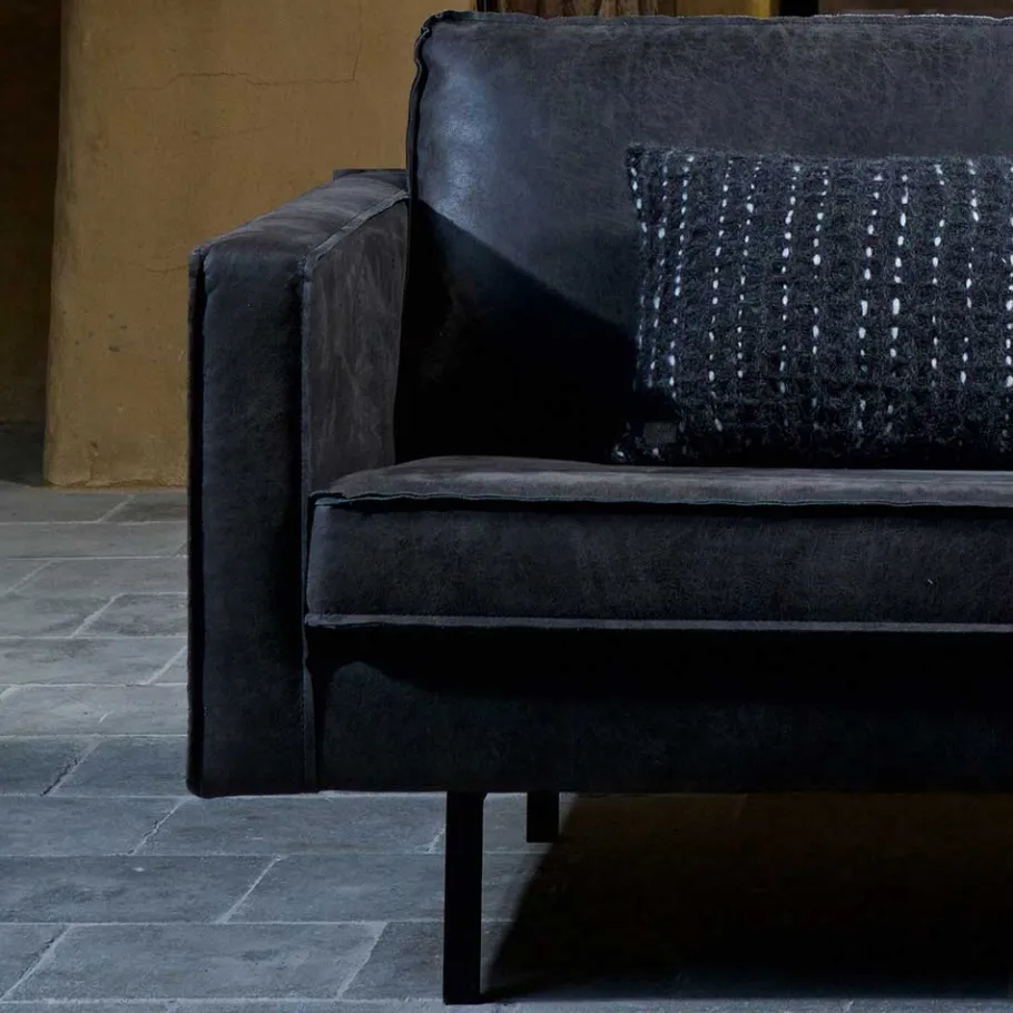 Discount Wohnen 300x85x155 Retro Eckcouch in Schwarz - Avonita