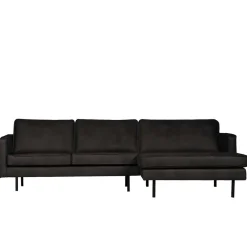 Discount Wohnen 300x85x155 Retro Eckcouch in Schwarz - Avonita