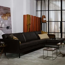 Discount Wohnen 300x85x155 Retro Eckcouch in Schwarz - Avonita