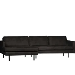 Discount Wohnen 300x85x155 Retro Eckcouch in Schwarz - Avonita