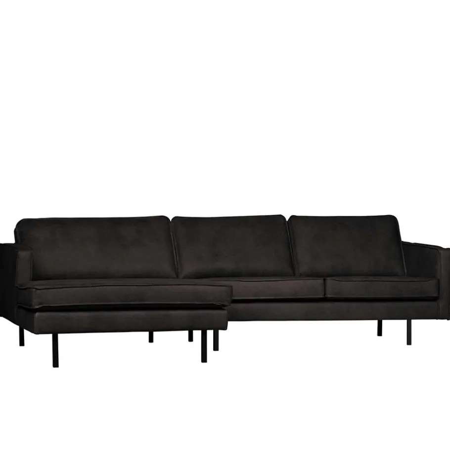 Discount Wohnen 300x85x155 Retro Eckcouch in Schwarz - Avonita