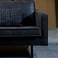 Discount Wohnen 300x85x155 Retro Eckcouch in Schwarz - Avonita