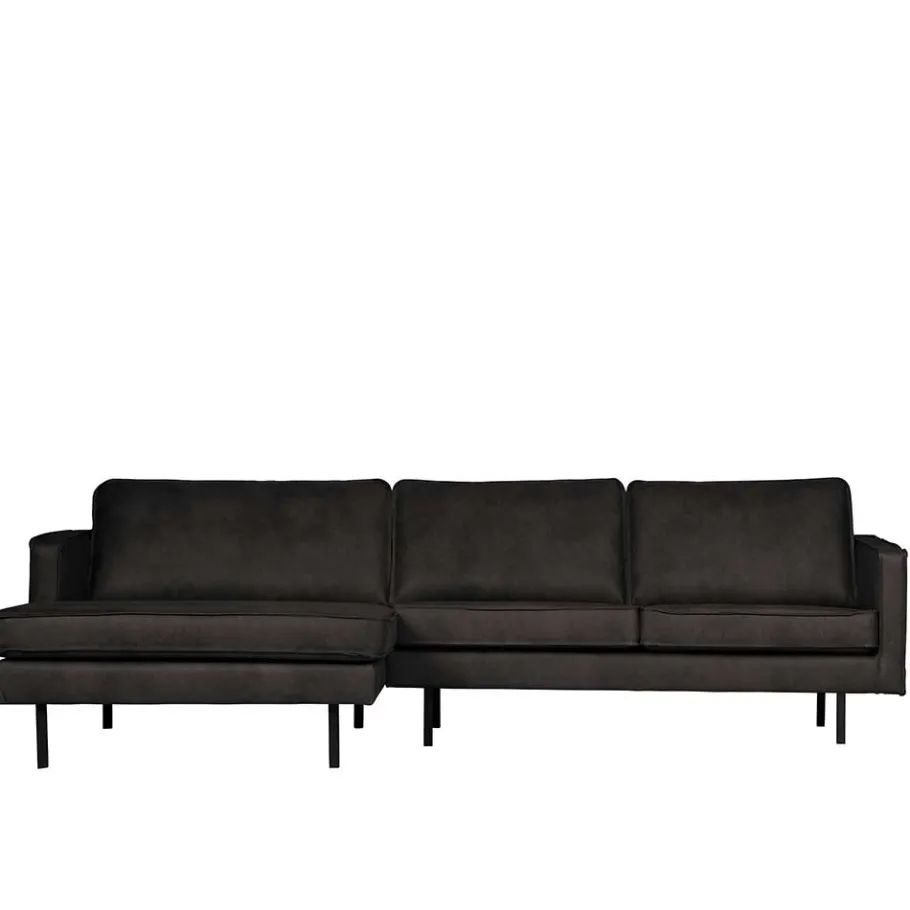 Discount Wohnen 300x85x155 Retro Eckcouch in Schwarz - Avonita