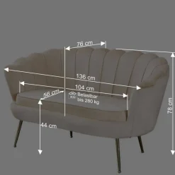 Best Wohnen 136x78x76 Retro Sofa im Muschel Design - Abboras