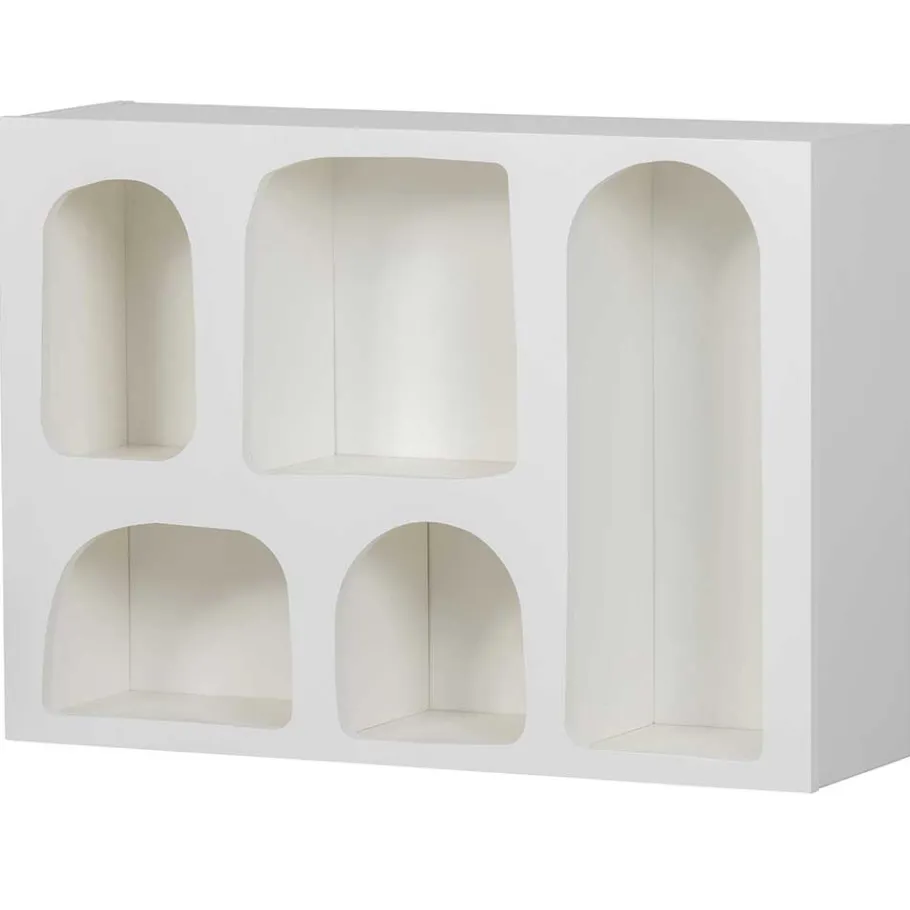 Discount Wohnen 80x53x23 Retro Wandregal in Weiß lackiert - Tom