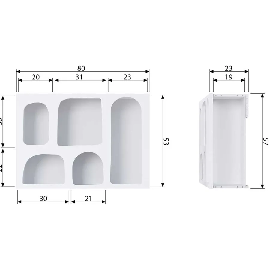 Discount Wohnen 80x53x23 Retro Wandregal in Weiß lackiert - Tom