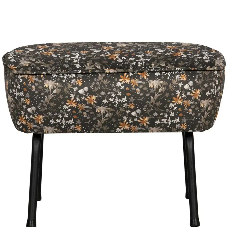 Outlet Wohnen 55x40x46 Retrohocker mit Samt Blumen Muster - Esdrega
