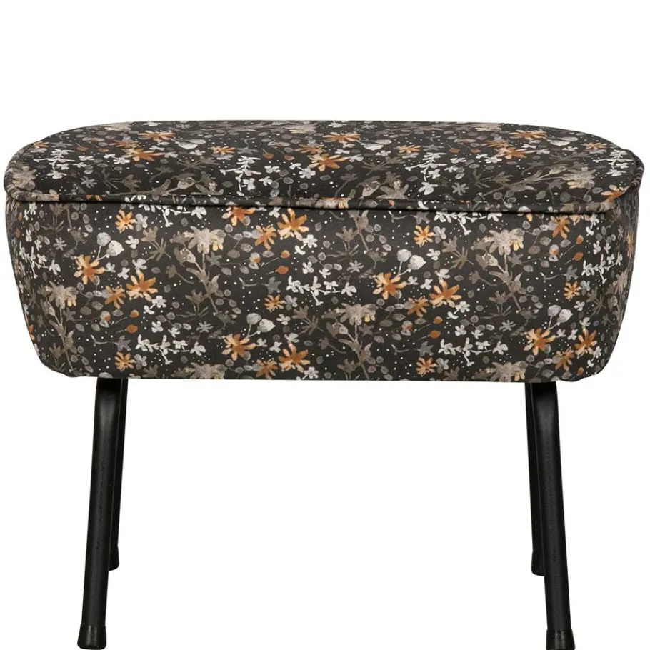 Outlet Wohnen 55x40x46 Retrohocker mit Samt Blumen Muster - Esdrega
