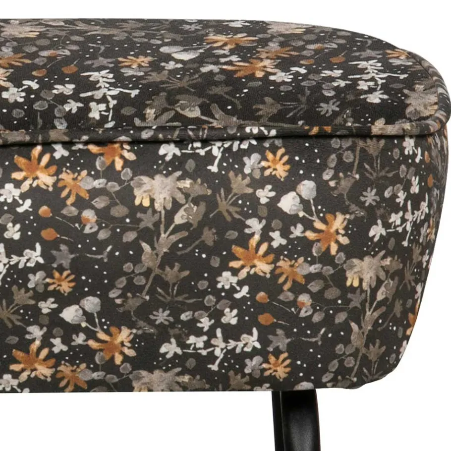 Outlet Wohnen 55x40x46 Retrohocker mit Samt Blumen Muster - Esdrega
