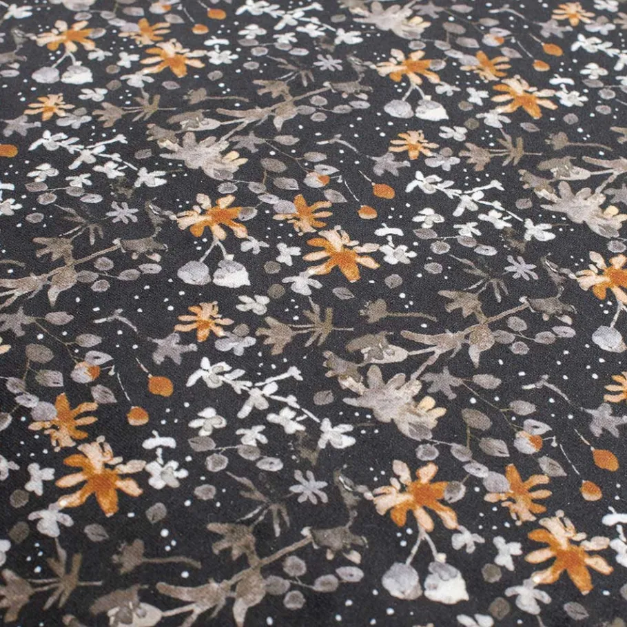 Outlet Wohnen 55x40x46 Retrohocker mit Samt Blumen Muster - Esdrega