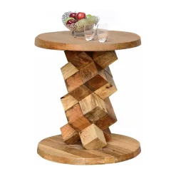 Hot Wohnen 40x45x40 runder Designtisch aus Massivholz - Sanyra