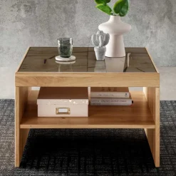 Discount Wohnen 66x43x66 Rustikaler Wohnzimmertisch aus Wildeiche massiv - Artella