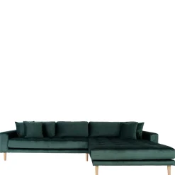 New Wohnen 290x76x170 Samt Ecksofa im Skandi Design - Bonisa