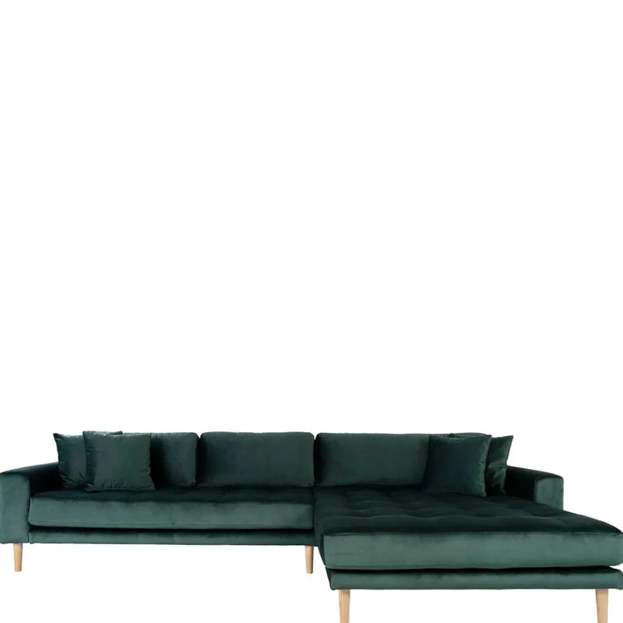 New Wohnen 290x76x170 Samt Ecksofa im Skandi Design - Bonisa