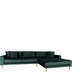 New Wohnen 290x76x170 Samt Ecksofa im Skandi Design - Bonisa