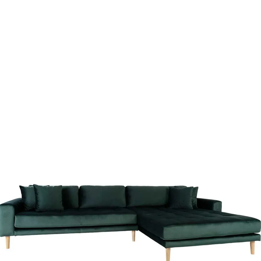 New Wohnen 290x76x170 Samt Ecksofa im Skandi Design - Bonisa