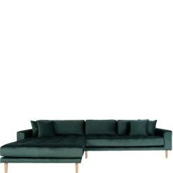 New Wohnen 290x76x170 Samt Ecksofa im Skandi Design - Bonisa