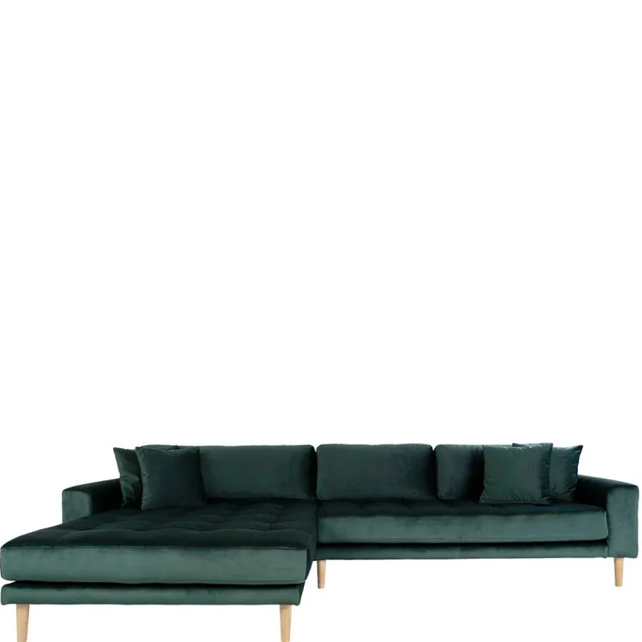 New Wohnen 290x76x170 Samt Ecksofa im Skandi Design - Bonisa