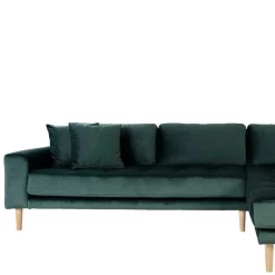New Wohnen 290x76x170 Samt Ecksofa im Skandi Design - Bonisa