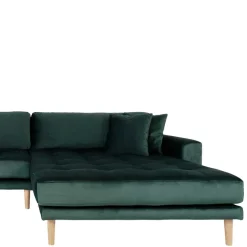 New Wohnen 290x76x170 Samt Ecksofa im Skandi Design - Bonisa
