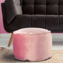 Hot Wohnen 47x32x47 Samt Hocker Pouf in Rosa - Strada