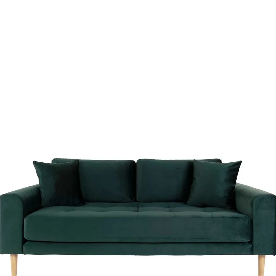 Outlet Wohnen 180x76x93 Samt Wohnzimmercouch in Dunkelgrün - Secilia