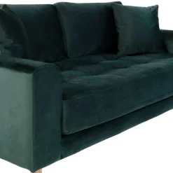 Outlet Wohnen 180x76x93 Samt Wohnzimmercouch in Dunkelgrün - Secilia