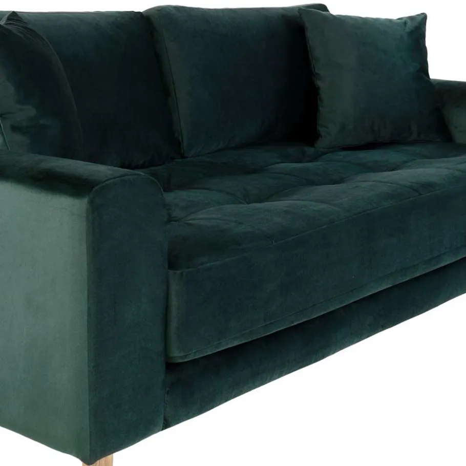 Outlet Wohnen 180x76x93 Samt Wohnzimmercouch in Dunkelgrün - Secilia