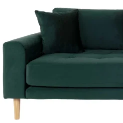 Outlet Wohnen 180x76x93 Samt Wohnzimmercouch in Dunkelgrün - Secilia