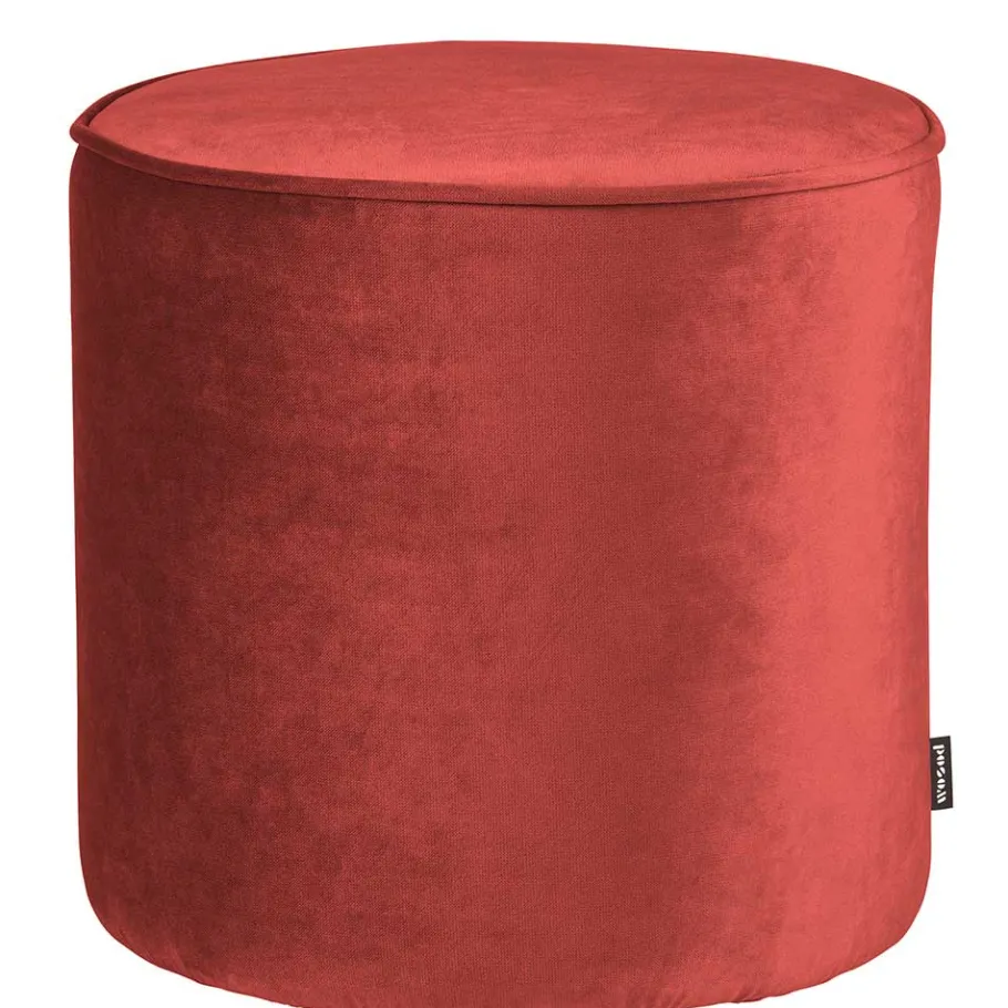 Discount Wohnen 46x46x46 Samthocker im Retro Style in Rot - Colin