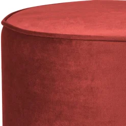 Discount Wohnen 46x46x46 Samthocker im Retro Style in Rot - Colin