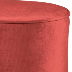 Discount Wohnen 46x46x46 Samthocker im Retro Style in Rot - Colin