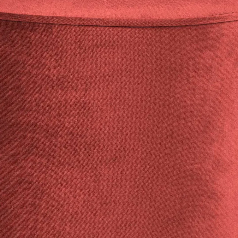 Discount Wohnen 46x46x46 Samthocker im Retro Style in Rot - Colin