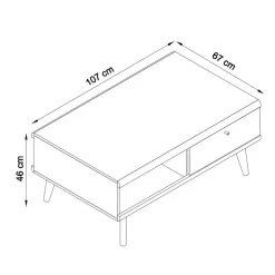 Best Wohnen 107x46x67 Scandi Couchtisch mit Stauraum - Cablos