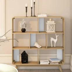 Sale Wohnen 122x126x29 Scandi Standregal in Natur - Jendren