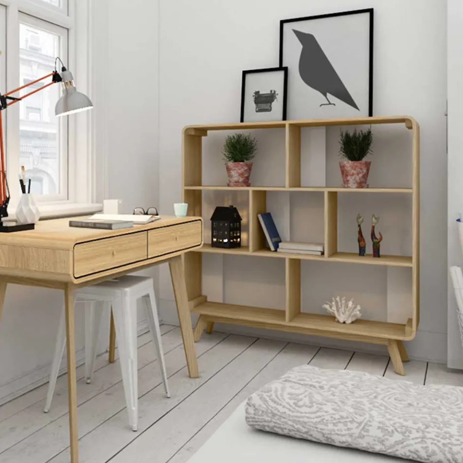 Sale Wohnen 122x126x29 Scandi Standregal in Natur - Jendren