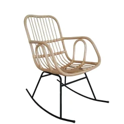 Outlet Wohnen 57x95x84 Schaukelstuhl aus Rattan & Eisen - Ambriosso