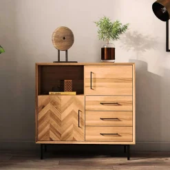 New Wohnen 97x95x45 Schrank mit Fach & Schubladen & Türen - Kerfa