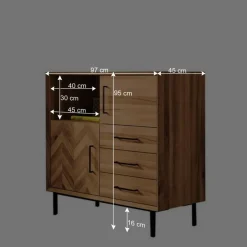 New Wohnen 97x95x45 Schrank mit Fach & Schubladen & Türen - Kerfa