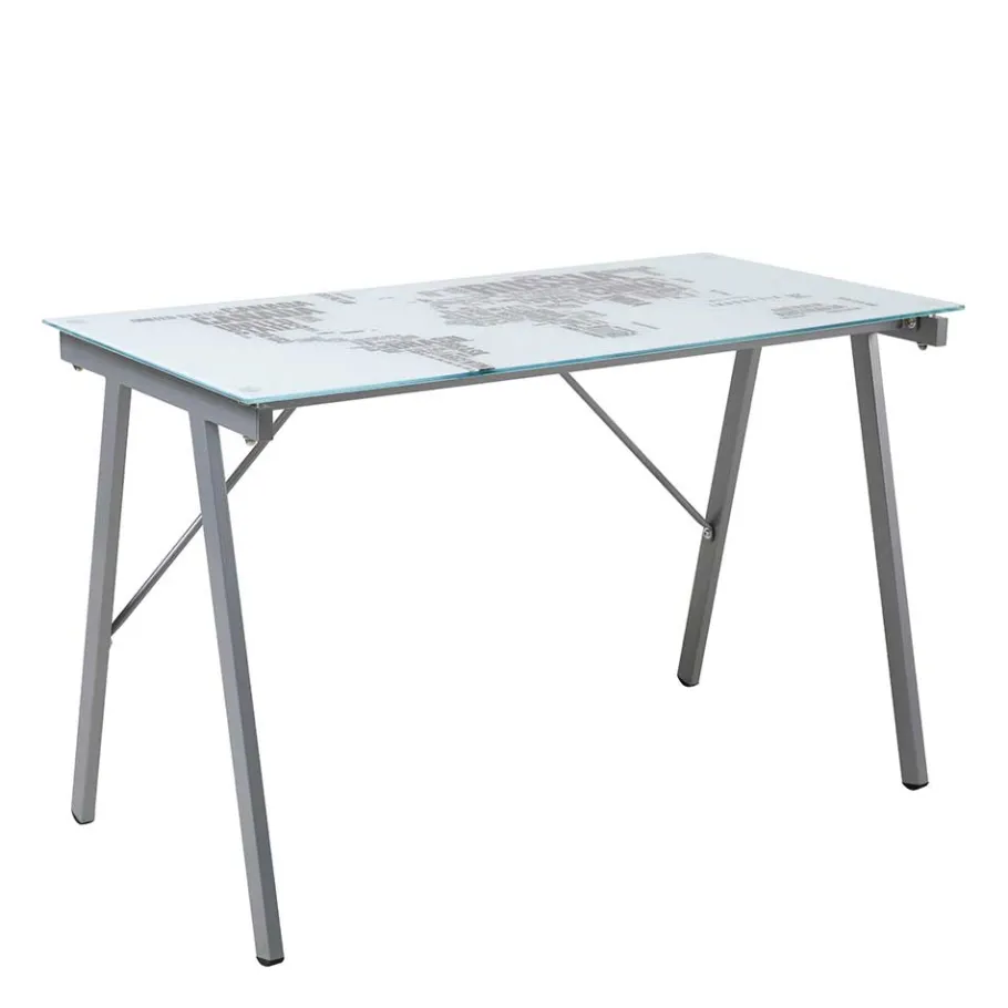 Outlet Wohnen 113x73x58 Schreibtisch aus bedrucktem Glas - Ugolina