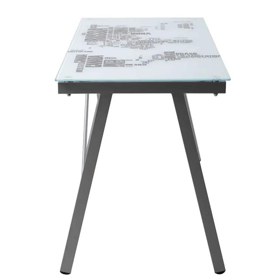 Outlet Wohnen 113x73x58 Schreibtisch aus bedrucktem Glas - Ugolina