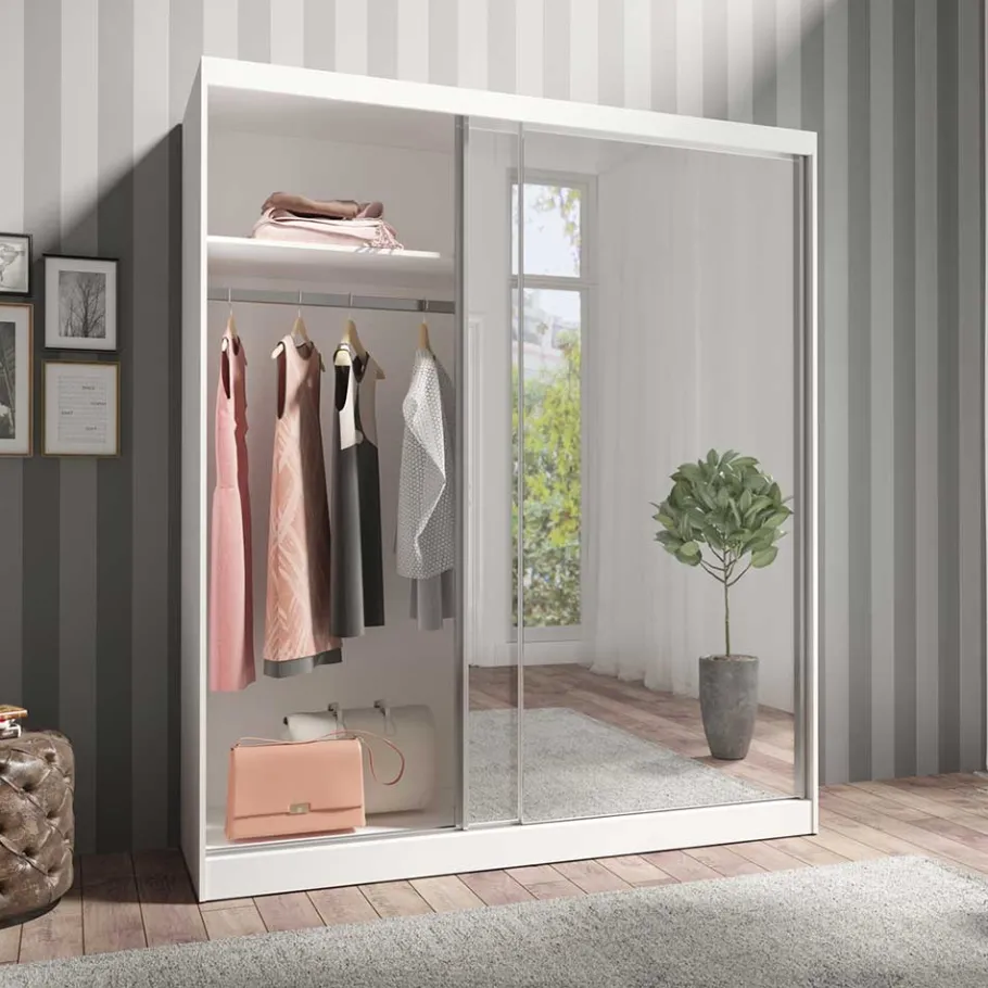 Sale Wohnen 180x216x59 Schwebetürenschrank mit zwei Spiegeltüren - Jaines