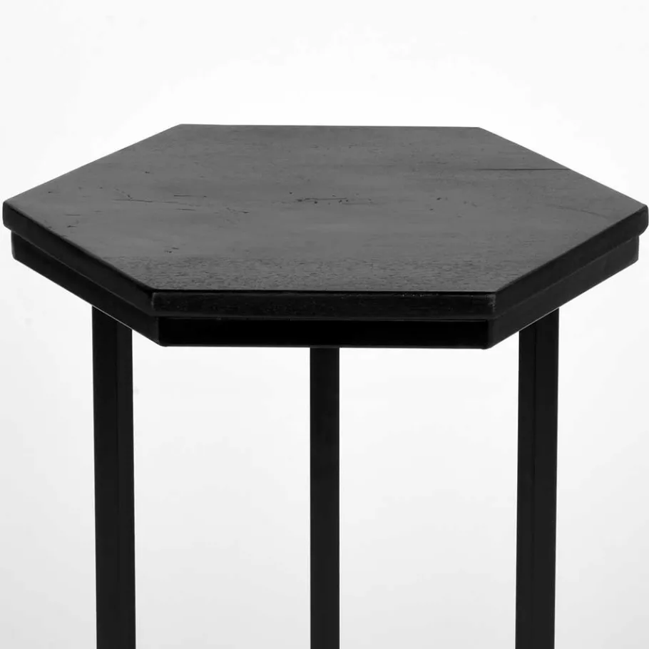 Sale Wohnen 40x62x40 Sechseck Beistelltisch in Schwarz - Palium