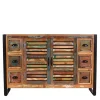 Clearance Wohnen 120x80x35 Shabby Chic Kommode aus buntem Altholz - Vosbadus