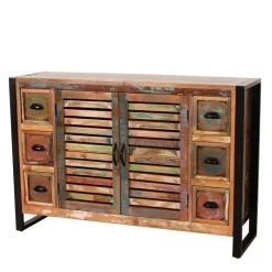 Clearance Wohnen 120x80x35 Shabby Chic Kommode aus buntem Altholz - Vosbadus